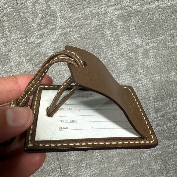 Coach Brown Leather Luggage tag and Tag Chain - Picture 4 of 4